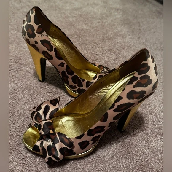 Coach Daisy Leopard Print Peep-Toe Heels✨VTG - Picture 8 of 16